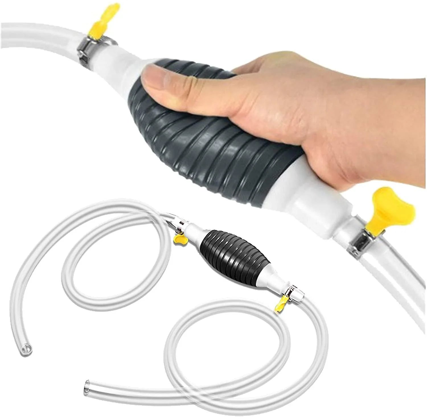 Pompa manuala pentru transfer lichide, cu furtun flexibil, pentru combustibil si apa