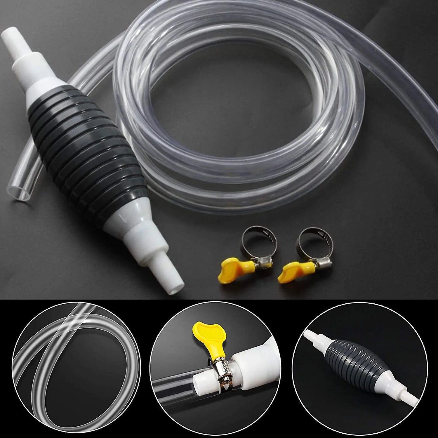 Pompa manuala pentru transfer lichide, cu furtun flexibil, pentru combustibil si apa