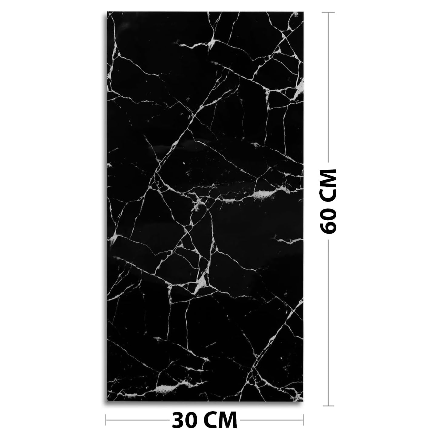 Placa autoadeziva tip marmura pentru pardoseala sau perete, 60x30cm, impermeabila, negru cu alb