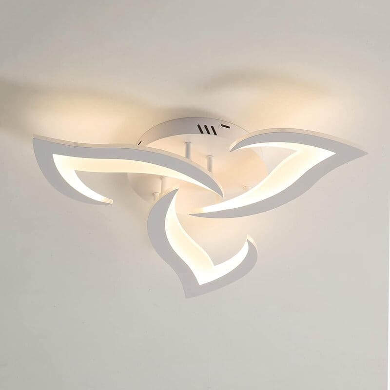 Lustra LED tavan Mini Narcisse alba, cu telecomanda, echivalent 250W, design floare, pentru living