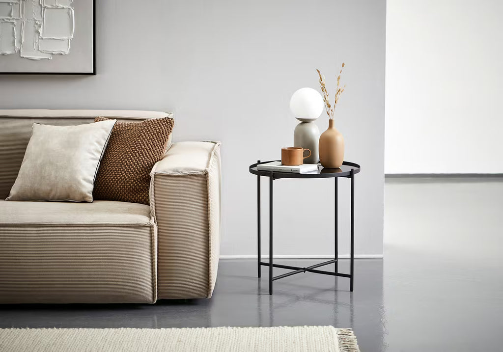 Masuta de gradina cu tava detasabila si picioare pliabile, Ø46x50 cm, negru