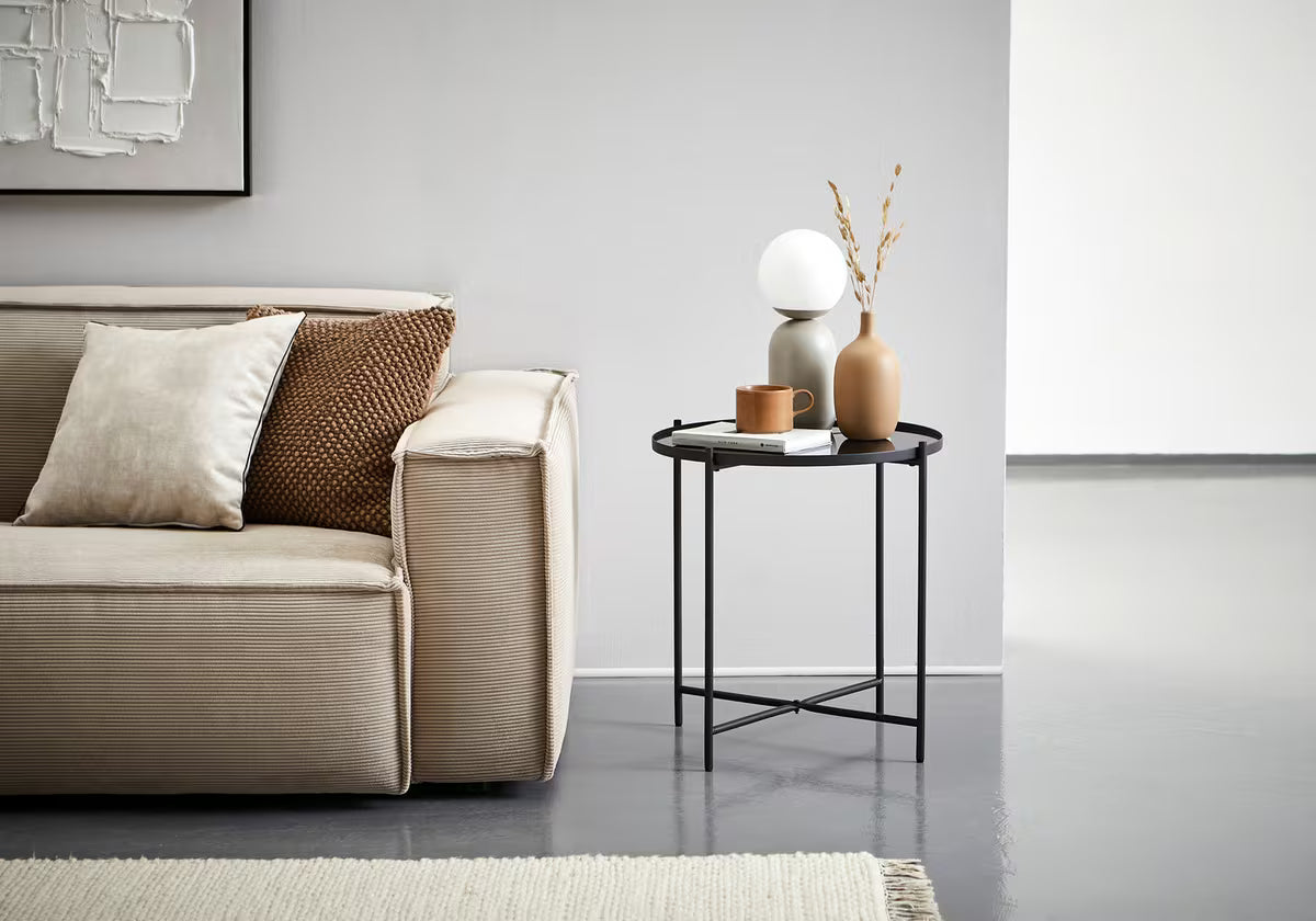 Masuta de gradina cu tava detasabila si picioare pliabile, Ø46x50 cm, negru