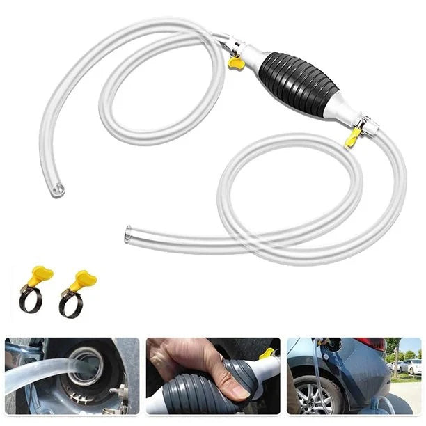 Pompa manuala pentru transfer lichide, cu furtun flexibil, pentru combustibil si apa