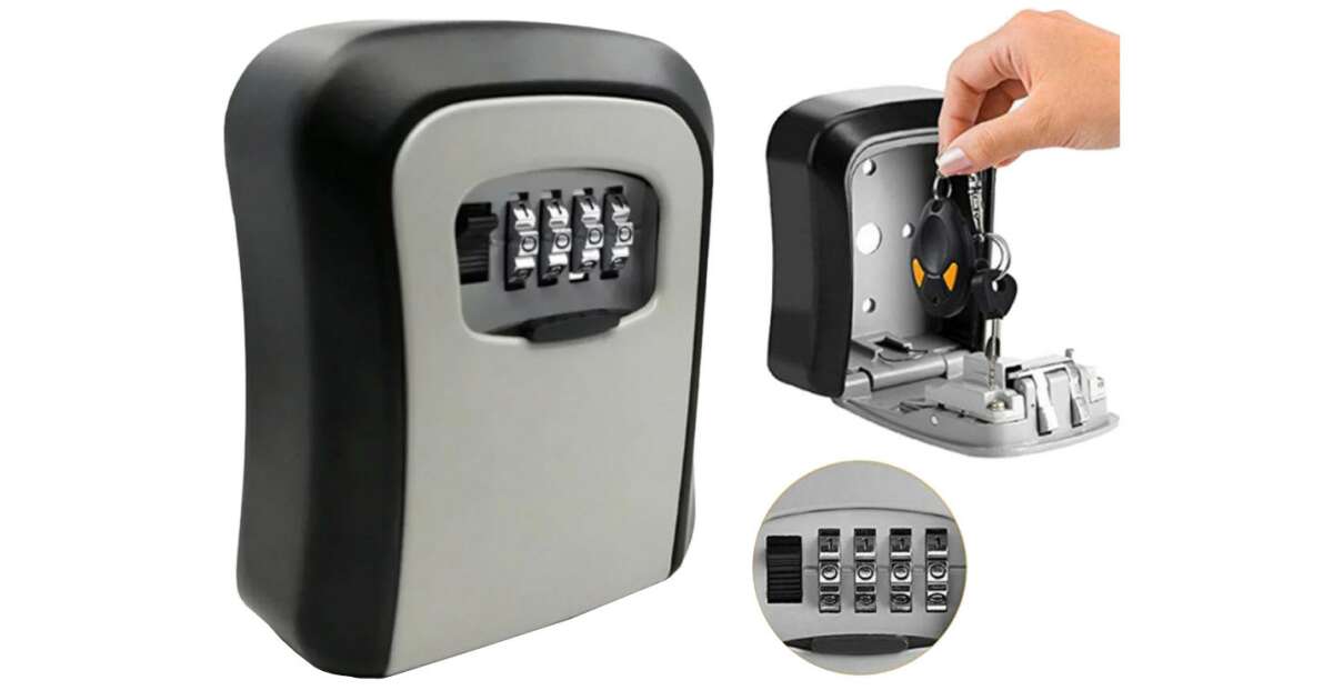 Seif metalic tip cutie de valori cu cheie si cod cifrat, dulap securizat pentru documente si bani