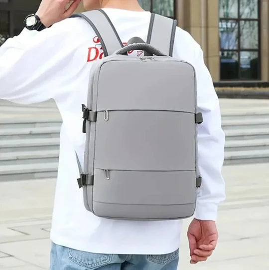 Rucsac de calatorie bagaj de mana, unisex, compartiment pentru laptop si incaltaminte, impermeabil, 46x30x20 cm, gri