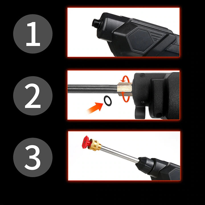 Aparat de curatat electric cu presiune, fara fir, cu 2 acumulatori 48V, presiune ridicata, filtre si duze incluse, negru