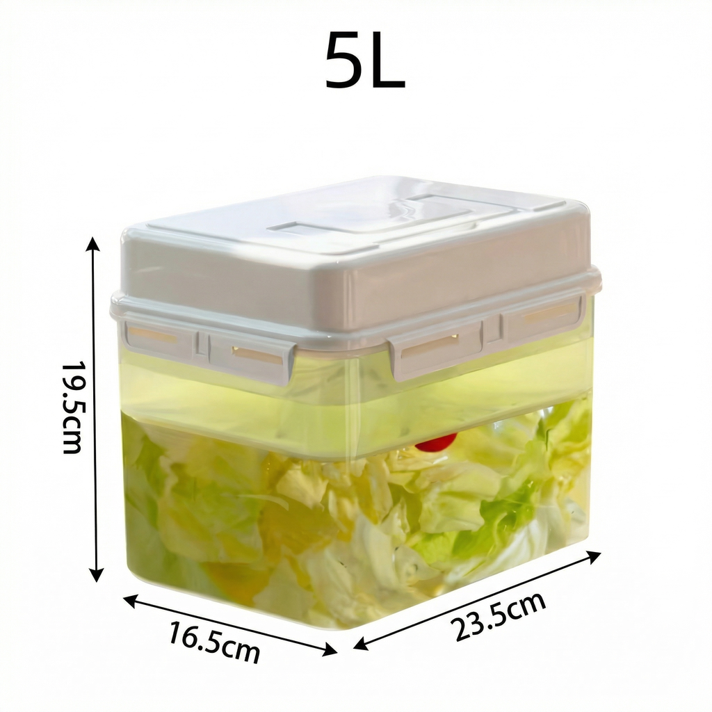 Recipient pentru murături cu cotele marcate: 5 L, 23,5 x 16,5 x 19,5 cm