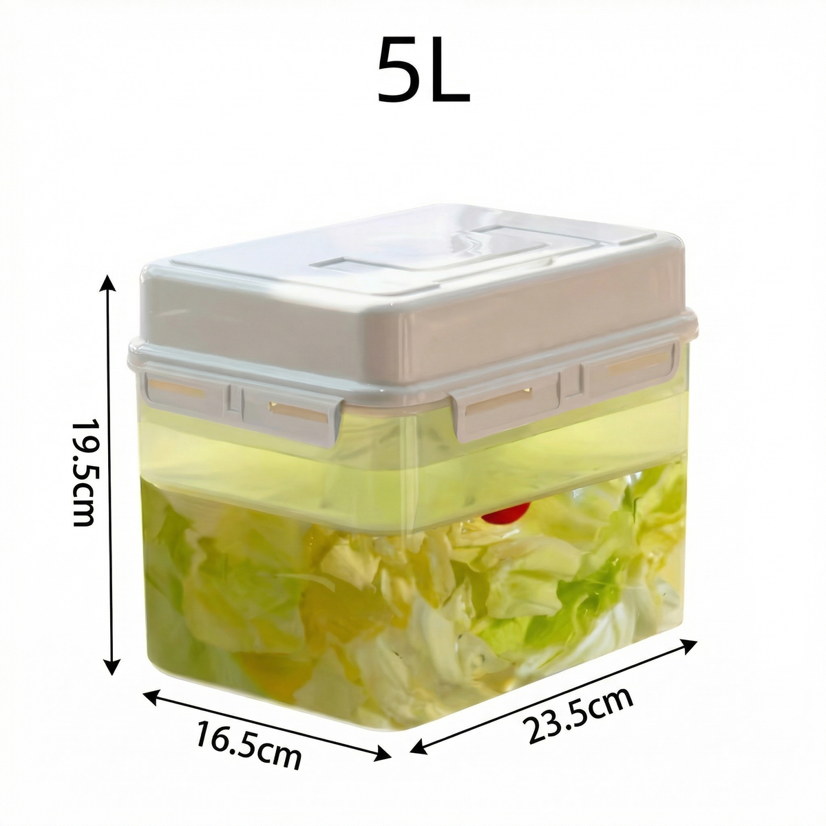 Recipient pentru murături cu cotele marcate: 5 L, 23,5 x 16,5 x 19,5 cm
