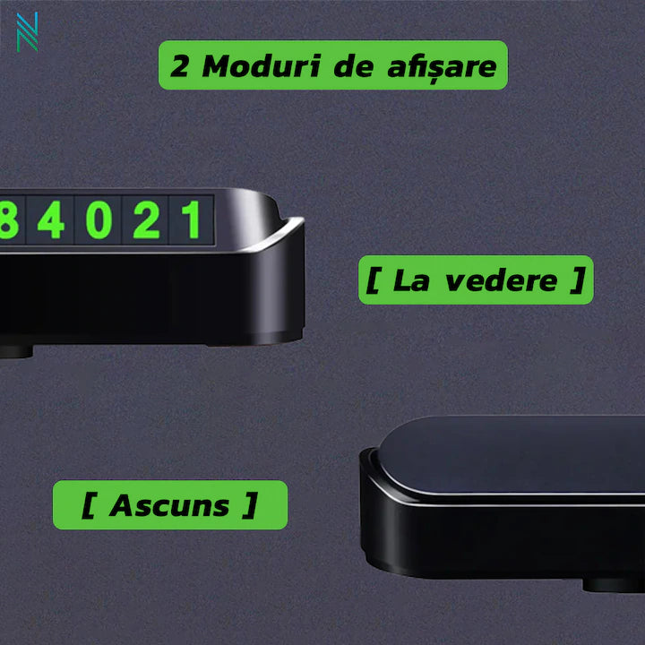 Suport auto pentru numarul de telefon, cu stickere magnetice si adeziv puternic, dimensiuni reduse, negru