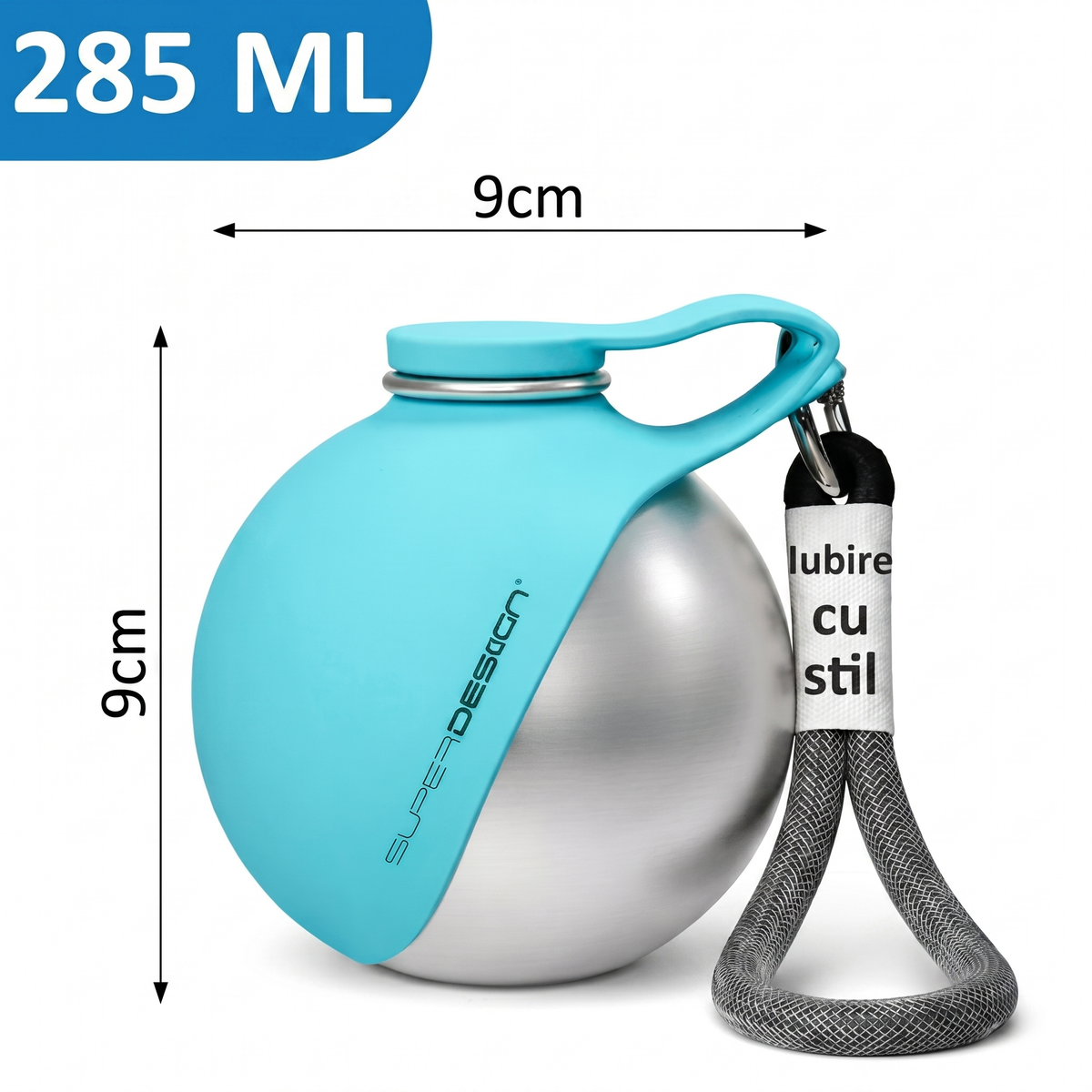 Sticlă de apă pentru câini cu cotele marcate: 9 x 9 cm, 285 ml