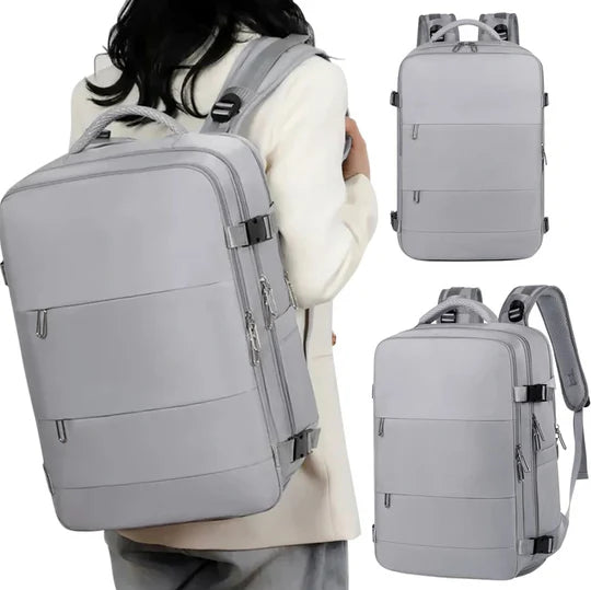 Rucsac de calatorie bagaj de mana, unisex, compartiment pentru laptop si incaltaminte, impermeabil, 46x30x20 cm, gri