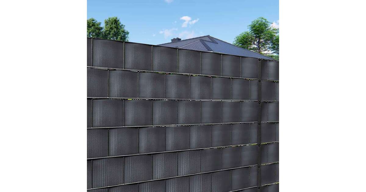 Panou gard intimitate gradina din PVC, 35 x 0.05 m, gri antracit, protectie vant si vizibilitate