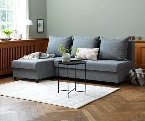 Masuta de gradina cu tava detasabila si picioare pliabile, Ø46x50 cm, negru