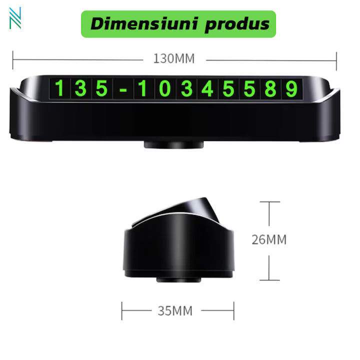 Suport auto pentru numarul de telefon, cu stickere magnetice si adeziv puternic, dimensiuni reduse, negru