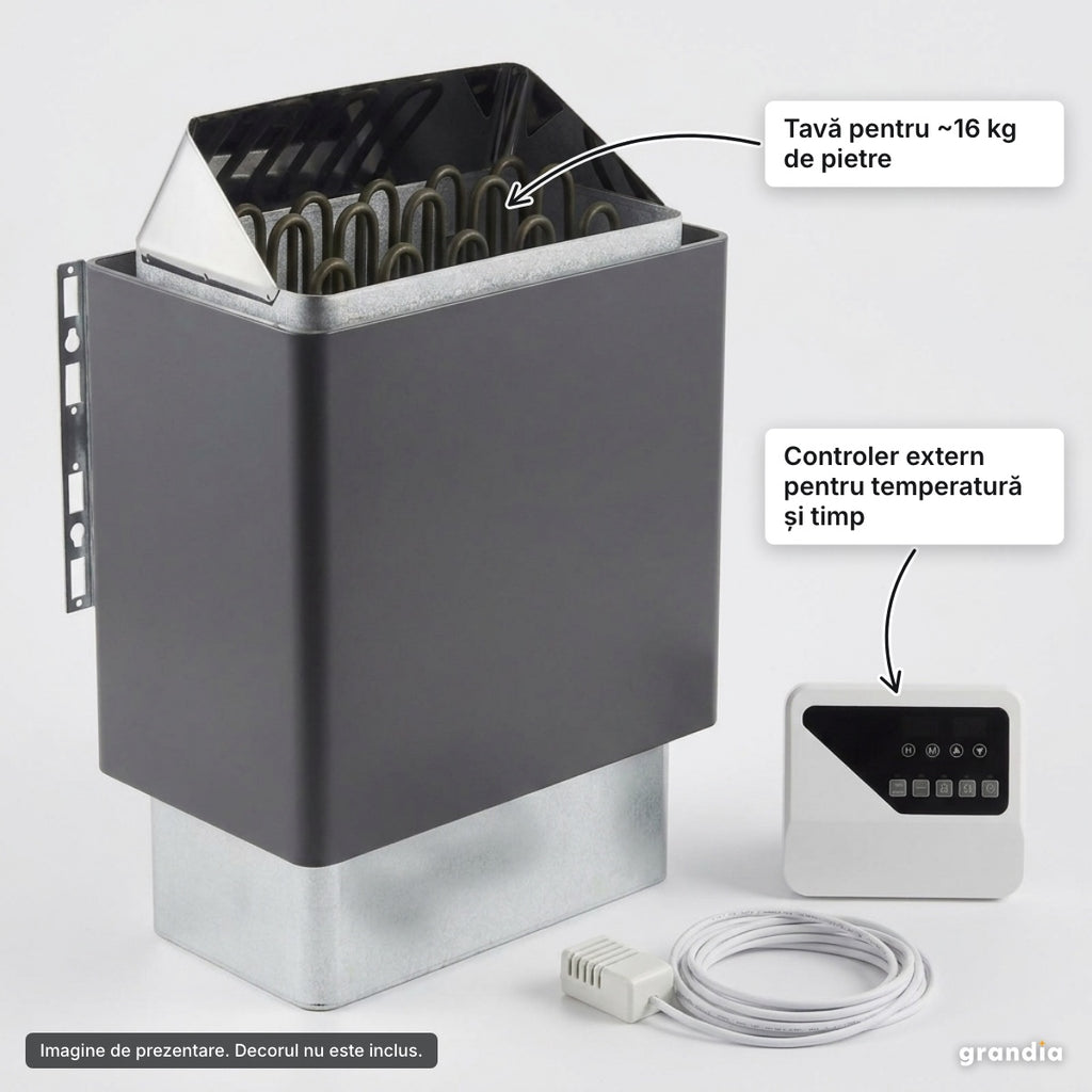 Încălzitor saună 9 kW – elemente principale