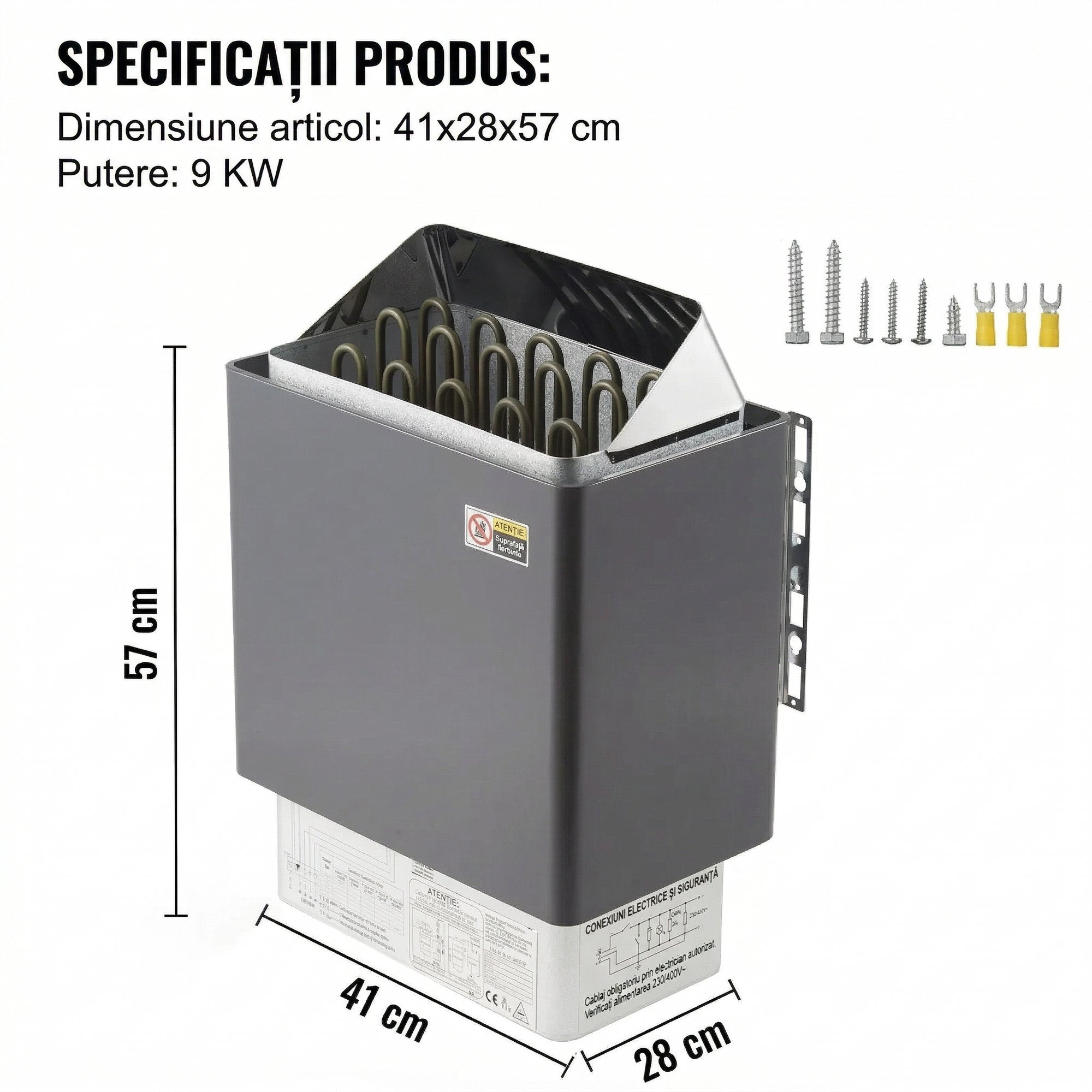 Incalzitor Electric pentru Sauna Uscata 9KW – Controler Extern, Inox 4
