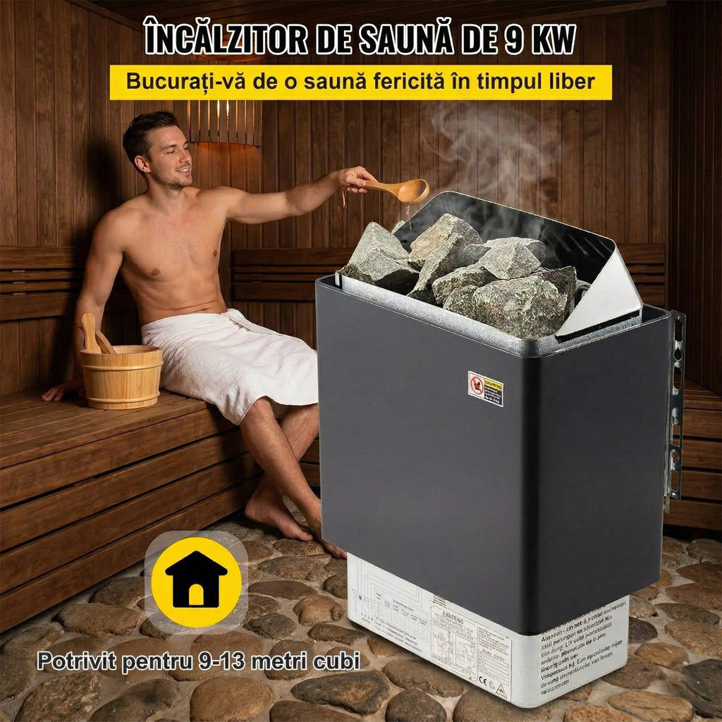 Incalzitor Electric pentru Sauna Uscata 9KW – Controler Extern, Inox 5