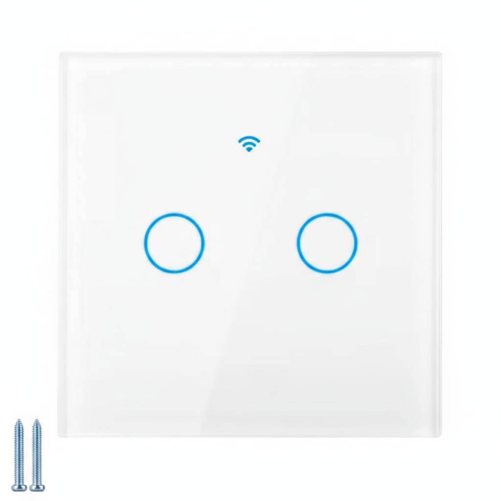 Intrerupator dublu cu touch din Sticla Securizata, LED 1