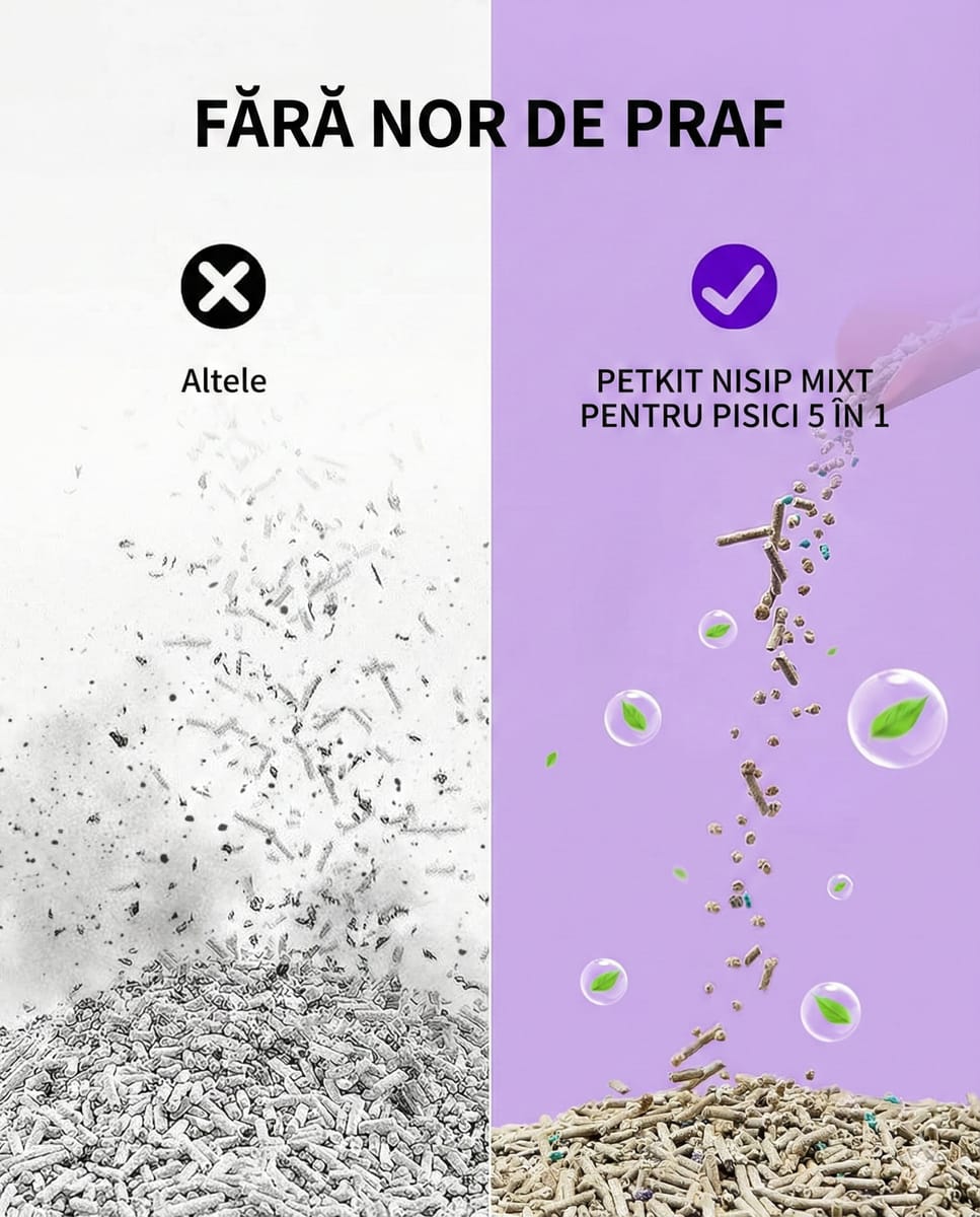Kit 4 Nisip litiera mixt, tofu si bentonita PETKIT 5 in 1 Mixed Cat Litter, absorbtie rapida 3