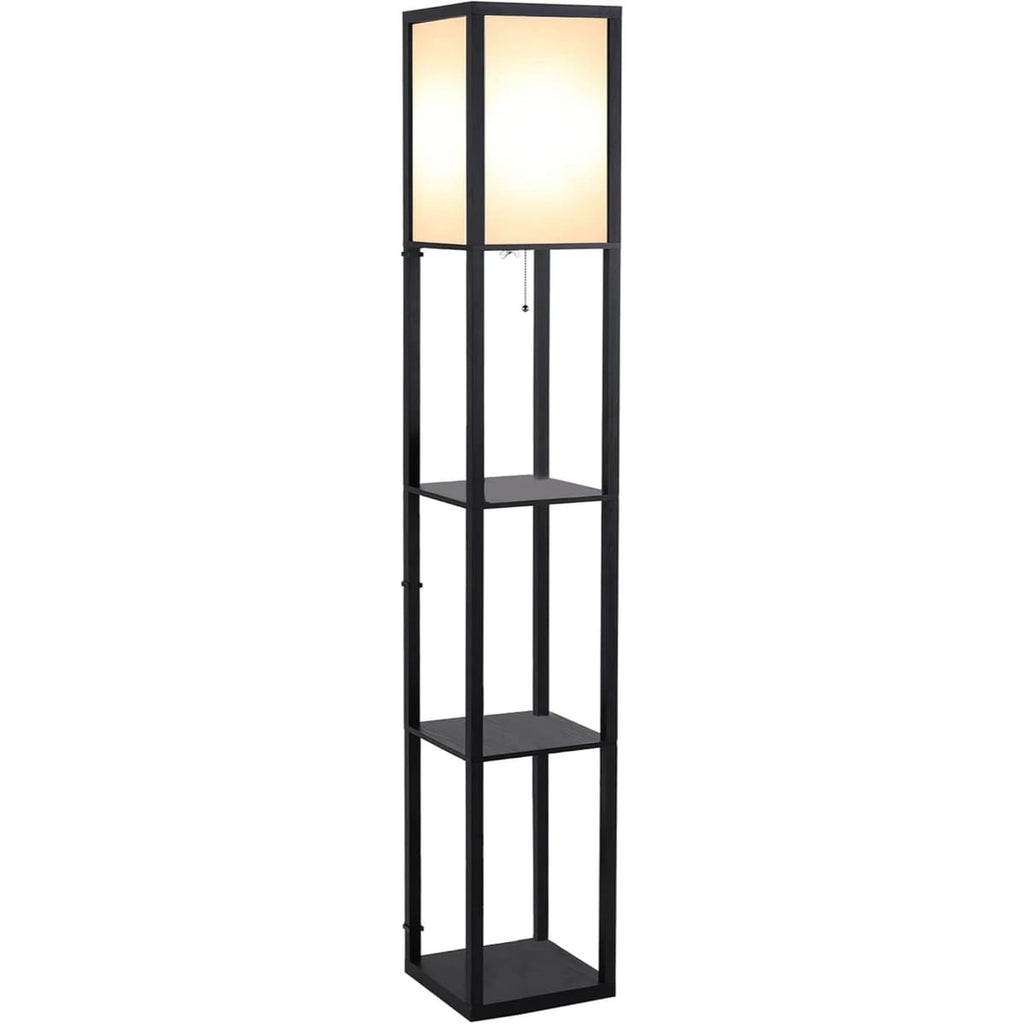 Lampa de Podea cu 3 rafturi si lumina ambientala, varianta neagra 26 x 26 x 160 cm 1
