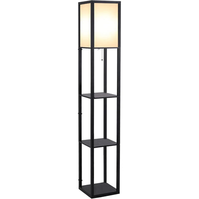 Lampa de Podea cu 3 rafturi si lumina ambientala, varianta neagra 26 x 26 x 160 cm 1