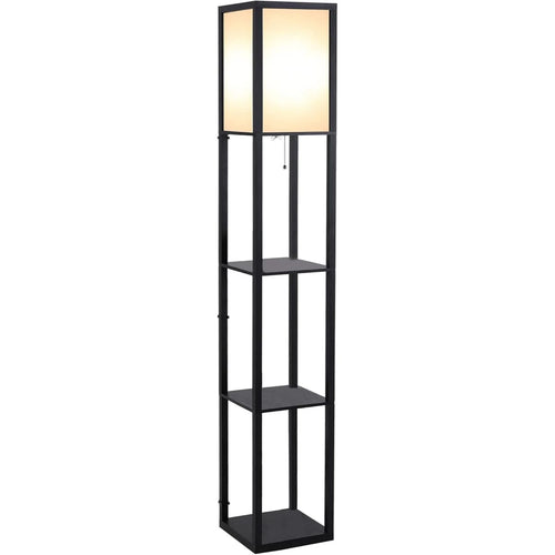 Lampa de Podea cu 3 rafturi si lumina ambientala, varianta neagra 26 x 26 x 160 cm 1
