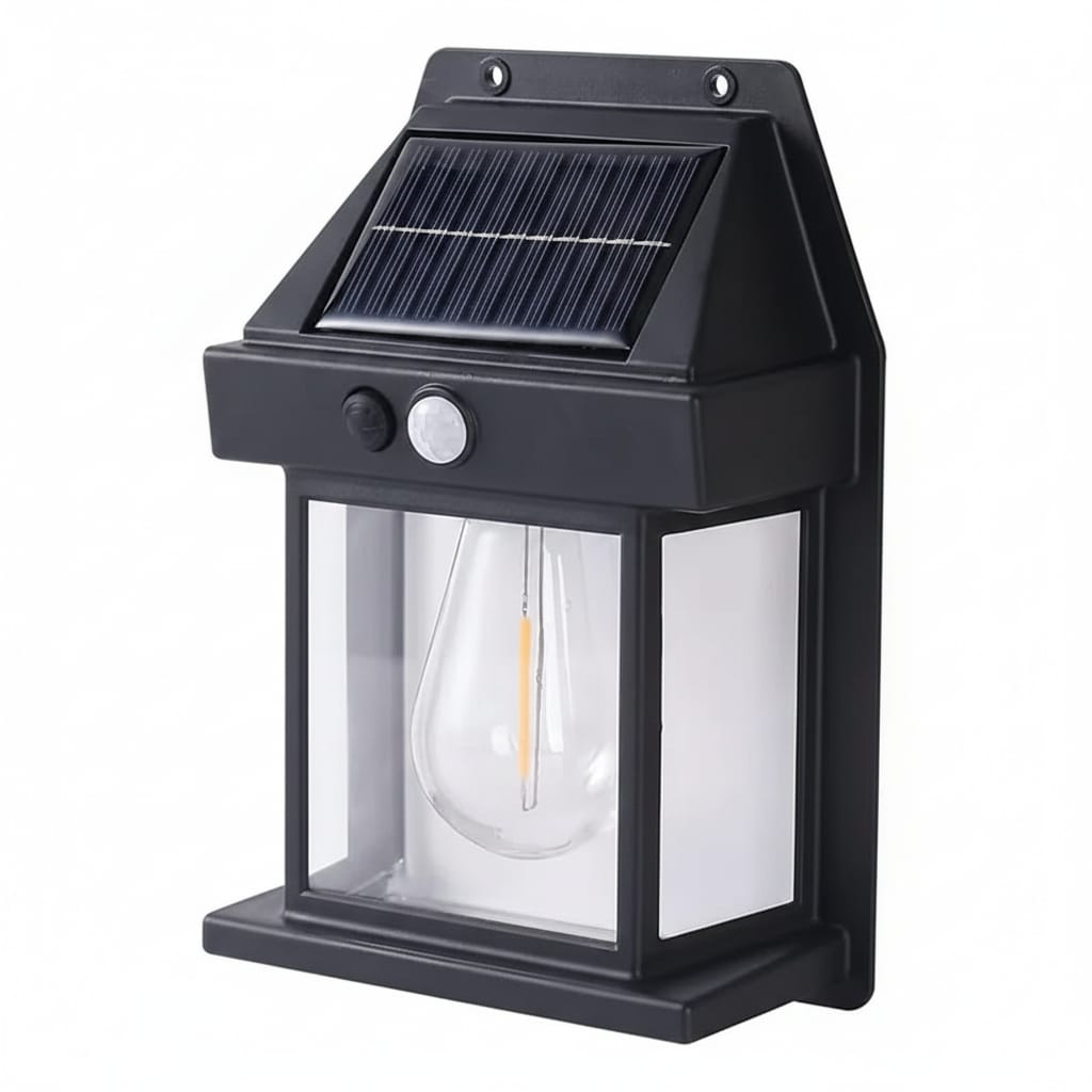 Lampa solara de perete tip felinar, senzor miscare, negru 3