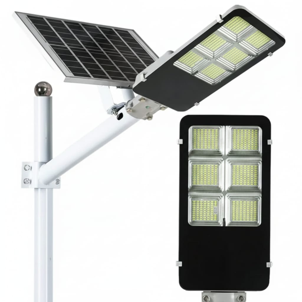 Lampa solara stradala 400W cu panou solar independent, pentru curte, alei si parcari 1