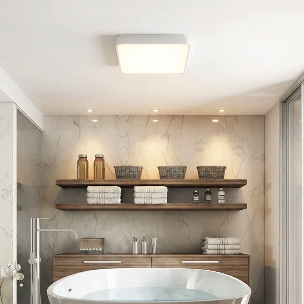 Plafoniera LED Ultra-Slim Patrata, 40W (Echiv. 400W), Design Modern, Alba