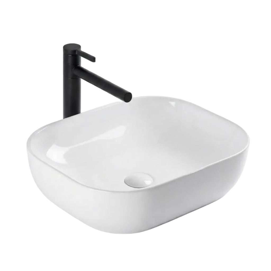 Lavoar Blat Delmar Slim, Ceramică Alb Lucios, Design Elegant și Subțire 1