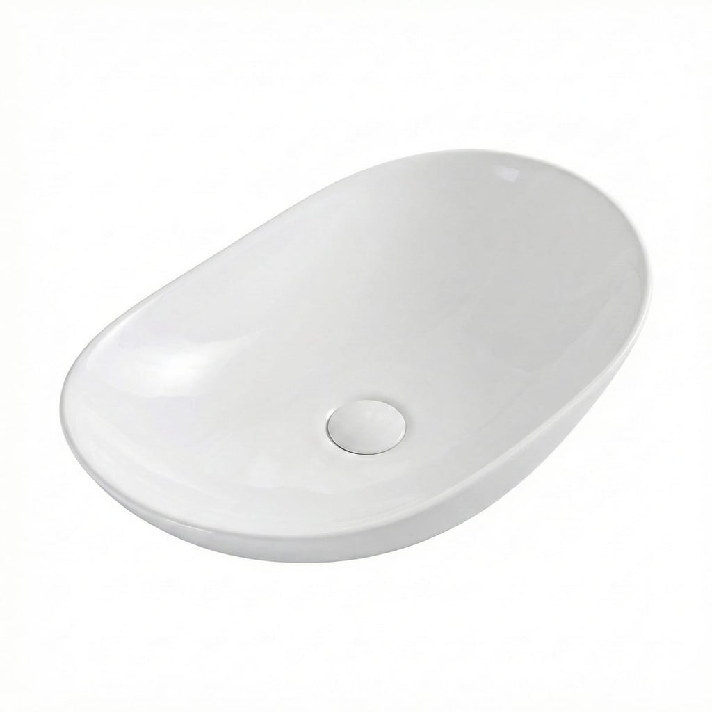 Lavoar compact pe blat, ceramică alb lucios, design modern și elegant 5