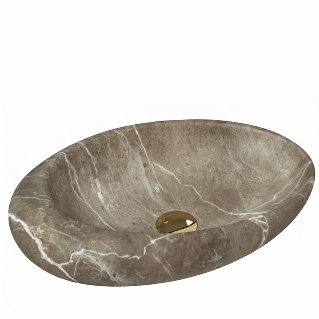 Lavoar oval pentru blat Nature, ceramica textura piatra, 490x310x135 mm 3