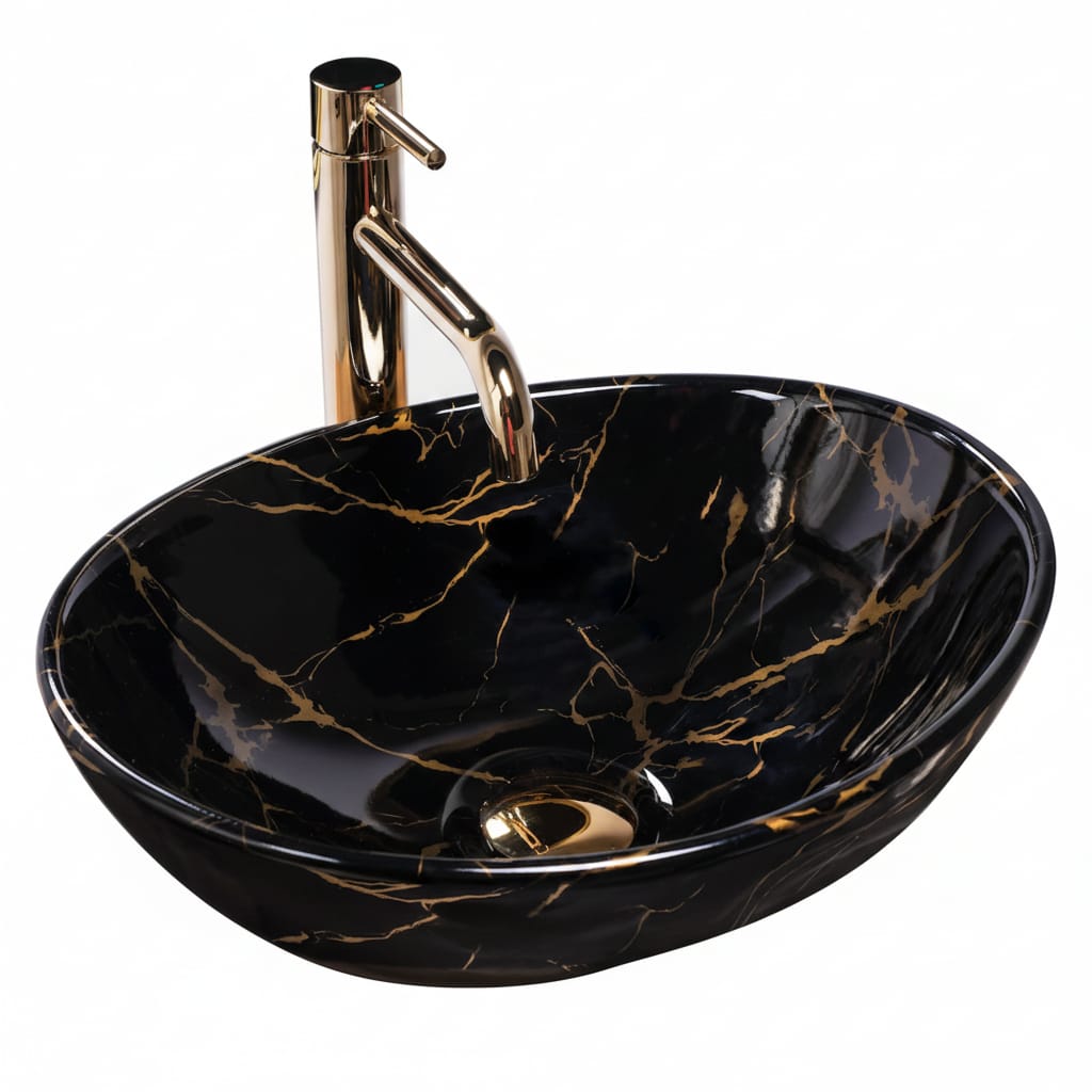 Lavoar pe blat Black Marble Slim Edge, 410x345x150 mm 1