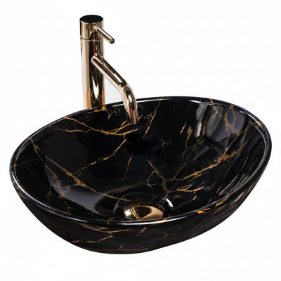 Lavoar pe blat Black Marble Slim Edge, 410x345x150 mm 1