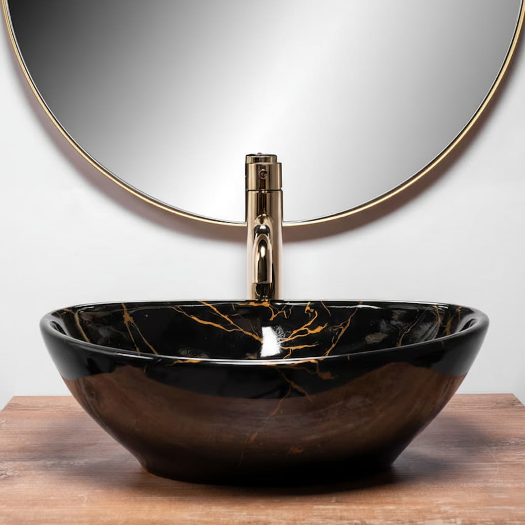 Lavoar pe blat Black Marble Slim Edge, 410x345x150 mm 2