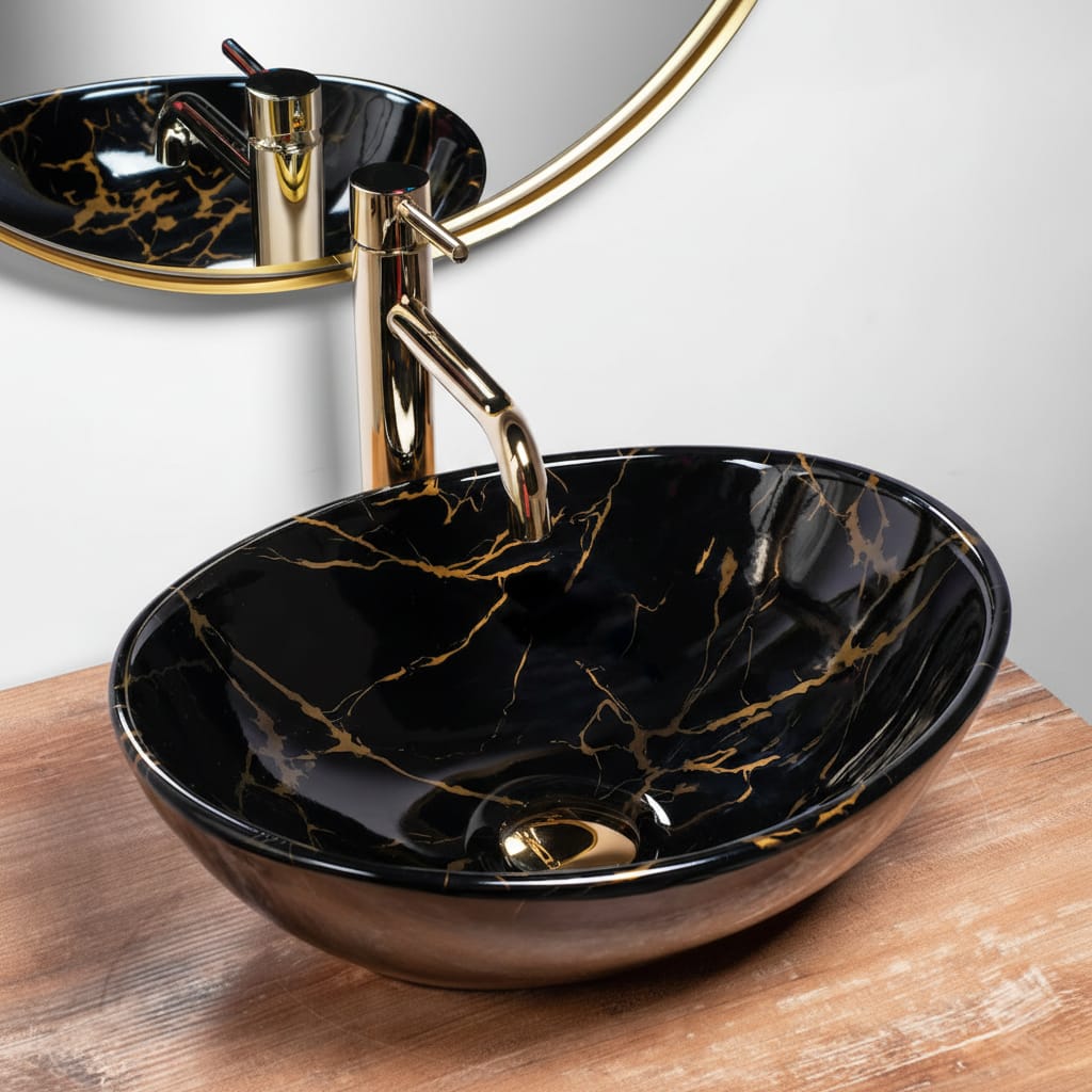 Lavoar pe blat Black Marble Slim Edge, 410x345x150 mm 6