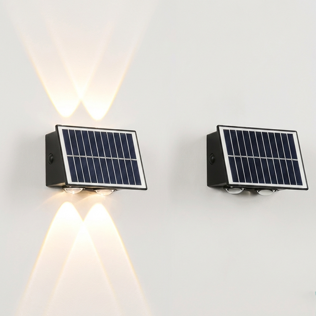 Aplica LED solara exterior 4W, neagra, pentru perete gradina si alei