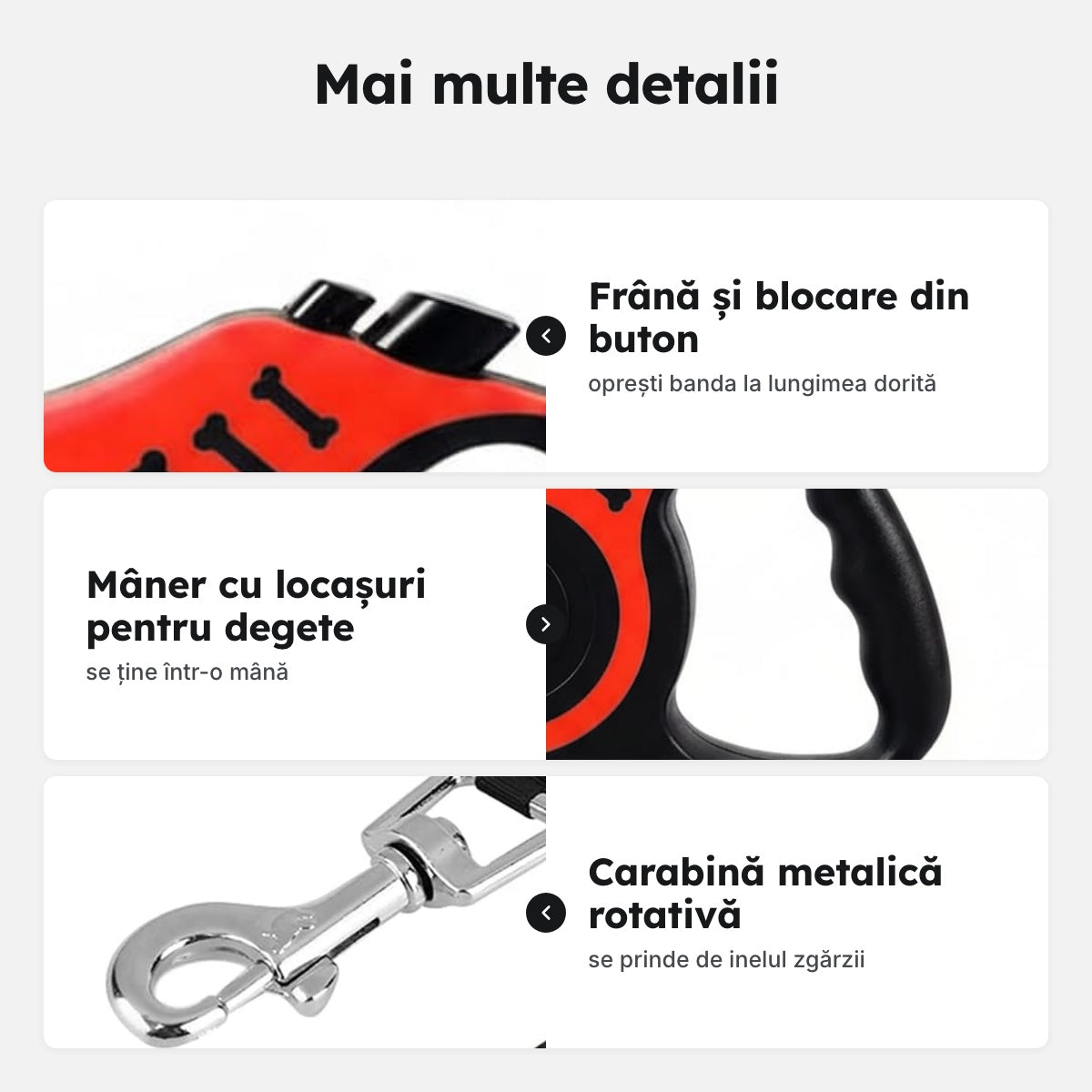 Lesă retractabilă pentru câini, 5 m – Mai multe detalii