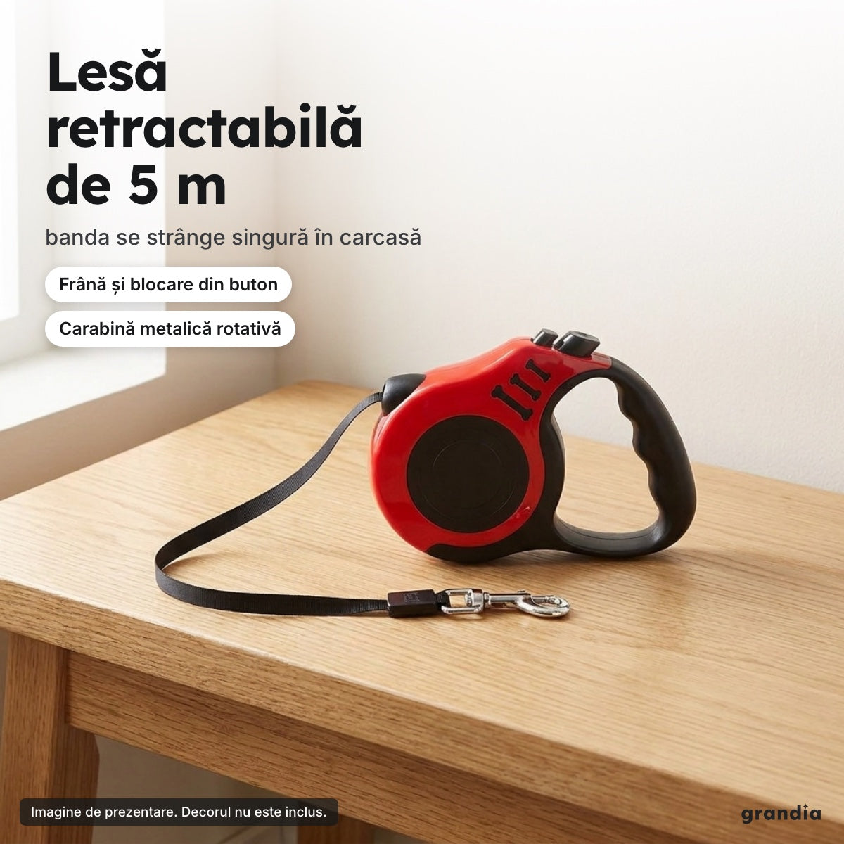 Lesă retractabilă pentru câini, 5 m – Lesă retractabilă de 5 m