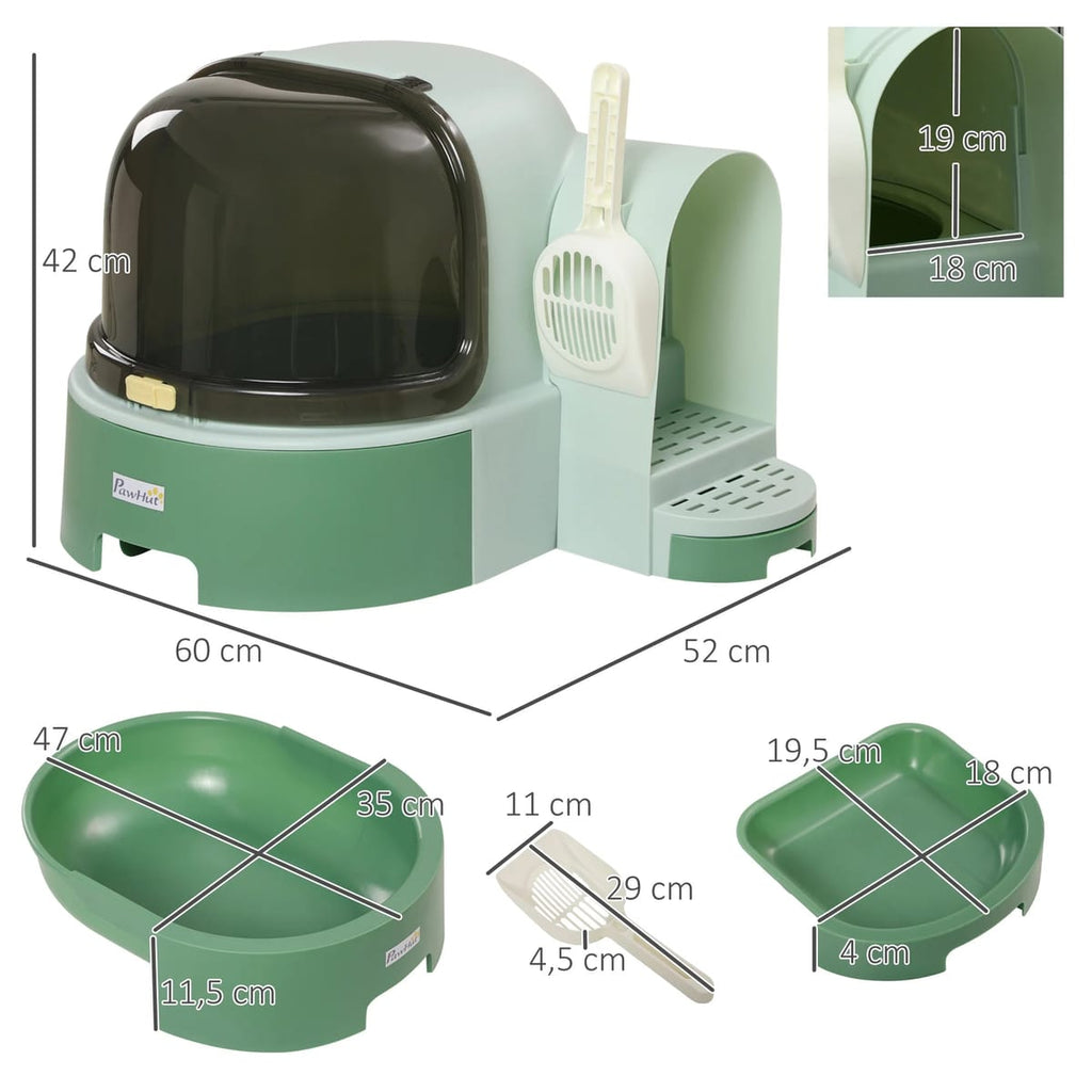 Litiera Pisici închisa, cu Tava Detasabila, 52x60x42 cm, Verde 3