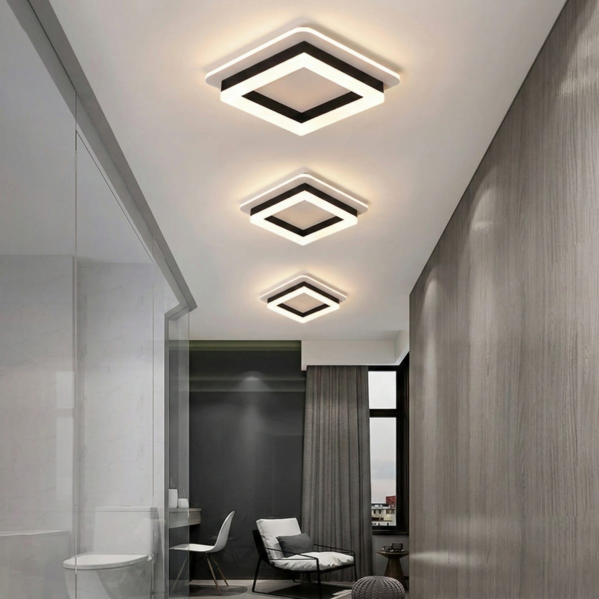 Lustra LED 64W QUADRATA BLACK Echivalent 200W, 19 cm 3