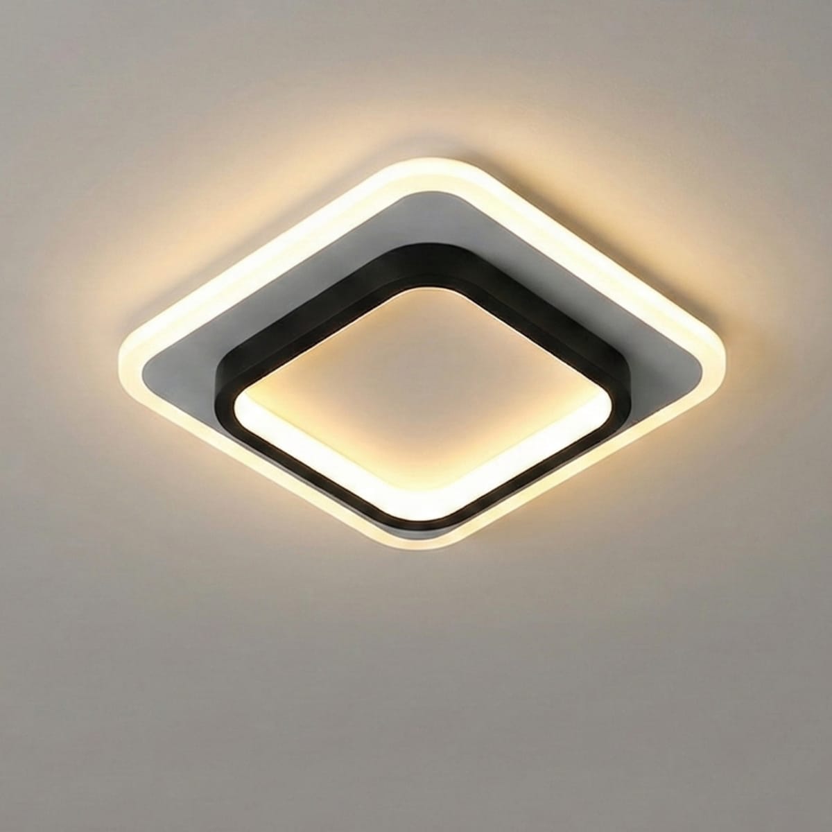 Lustra LED Plafoniera LOKI SQUARE 44W (Echivalent 200W), Design Modern Patrat, Negru+Alb, 24cm 1