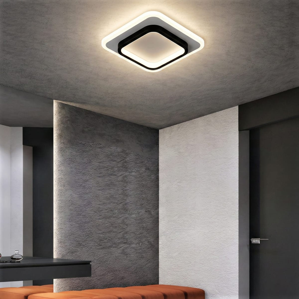 Lustra LED Plafoniera LOKI SQUARE 44W (Echivalent 200W), Design Modern Patrat, Negru+Alb, 24cm 4