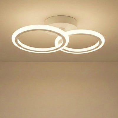 Lustra LED tavan 1+1 cercuri alba, cu telecomanda, echivalent 300W, lustra rotunda pentru dormitor 1