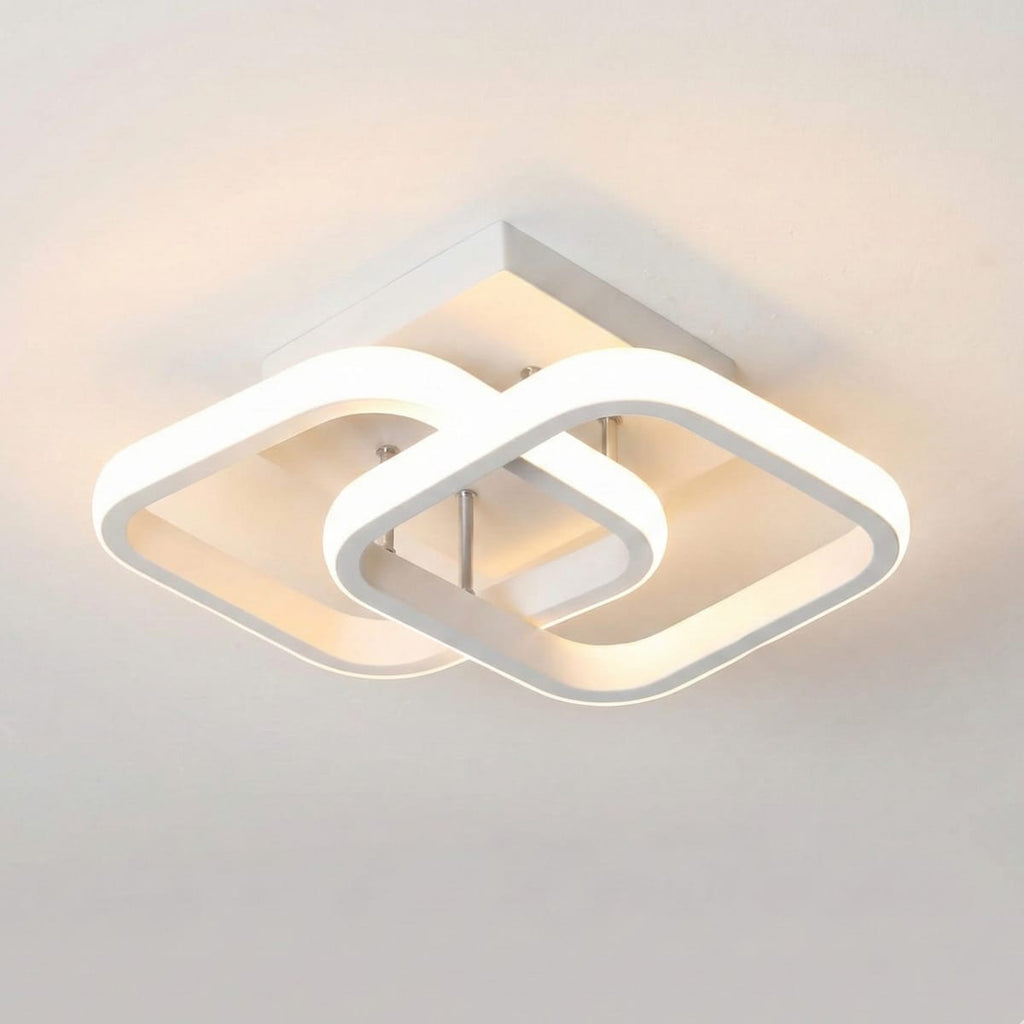 Lustra LED tavan Double Square alba 32W, echivalent 200W, lustra patrata moderna 24cm 1
