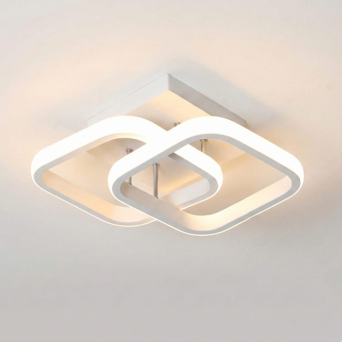Lustra LED tavan Double Square alba 32W, echivalent 200W, lustra patrata moderna 24cm 1