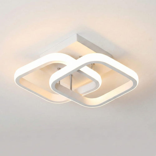 Lustra LED tavan Double Square alba 32W, echivalent 200W, lustra patrata moderna 24cm 1