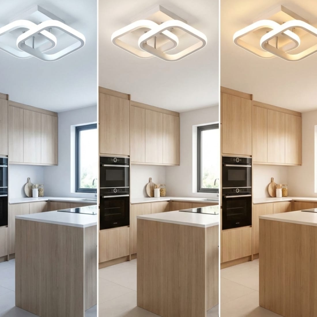 Lustra LED tavan Double Square alba 32W, echivalent 200W, lustra patrata moderna 24cm 3