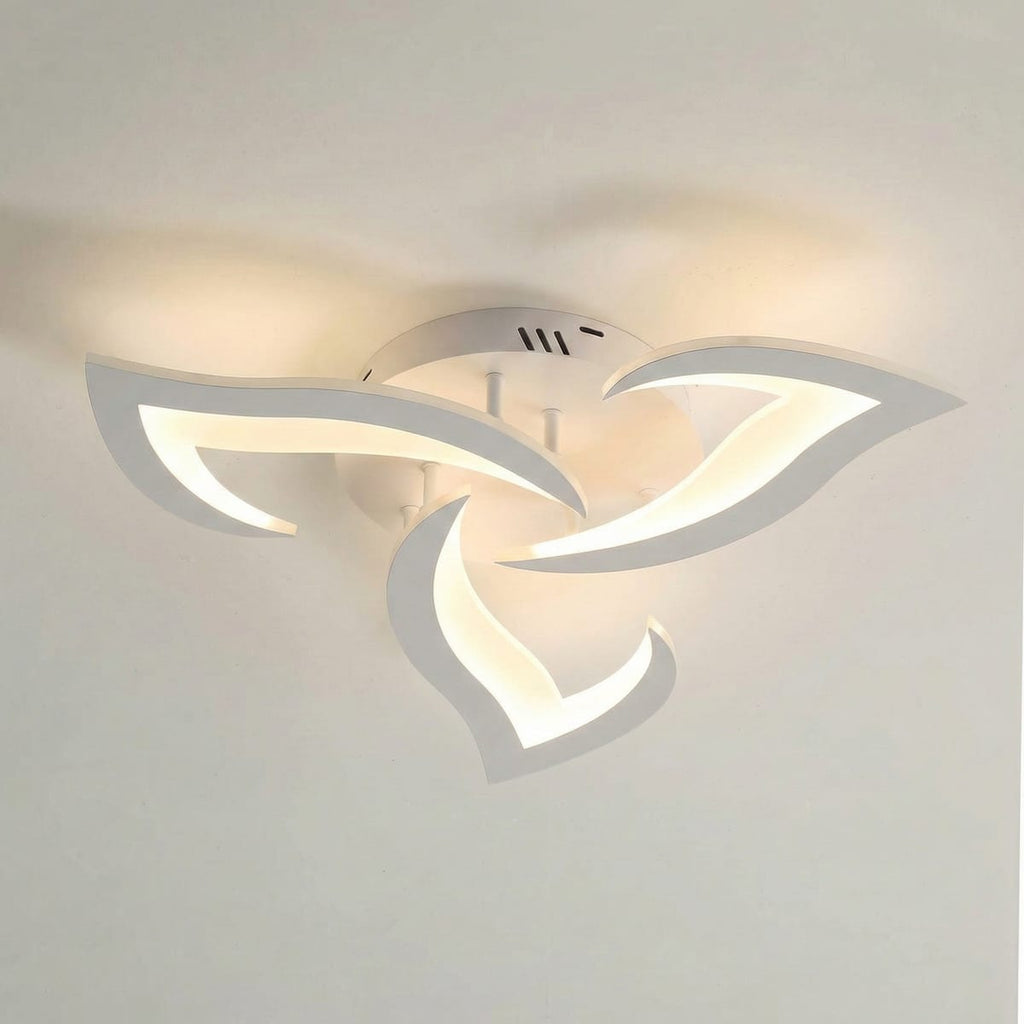 Lustra LED tavan Mini Narcisse alba, cu telecomanda, echivalent 250W, design floare, pentru living 1