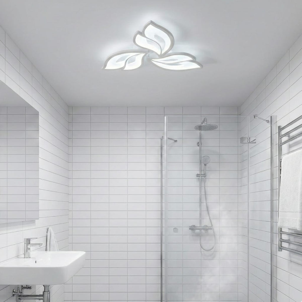 Lustra LED tavan moderna ANEMONE alba, cu telecomanda, echivalent 300 W, design floare 50 cm 5